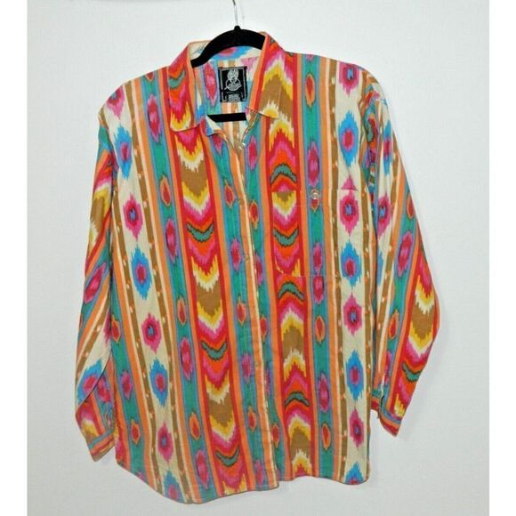 Short Circuit‎  Shirt Womens Medium Vintage Orange  Button Up Western Cow… - Picture 2 of 6